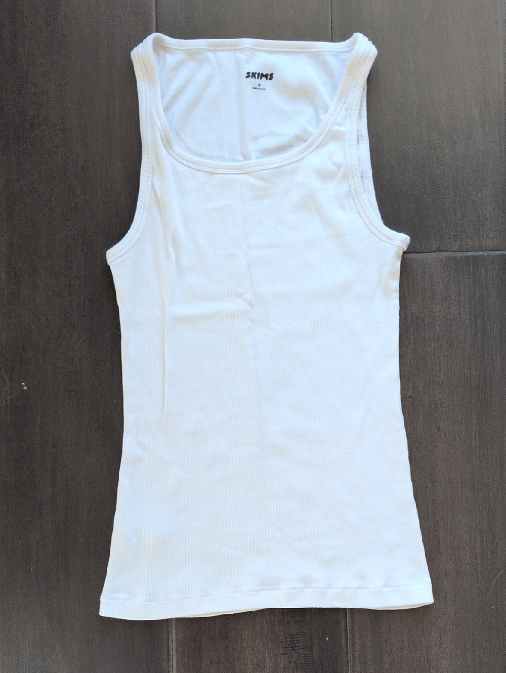 Skims White Ribbed Tank Top - Women's Classic Scoop Neck